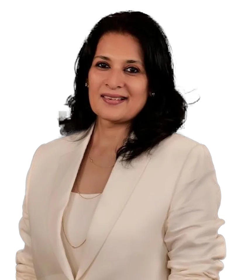 Sangeeta Krisna in an ivory blazer